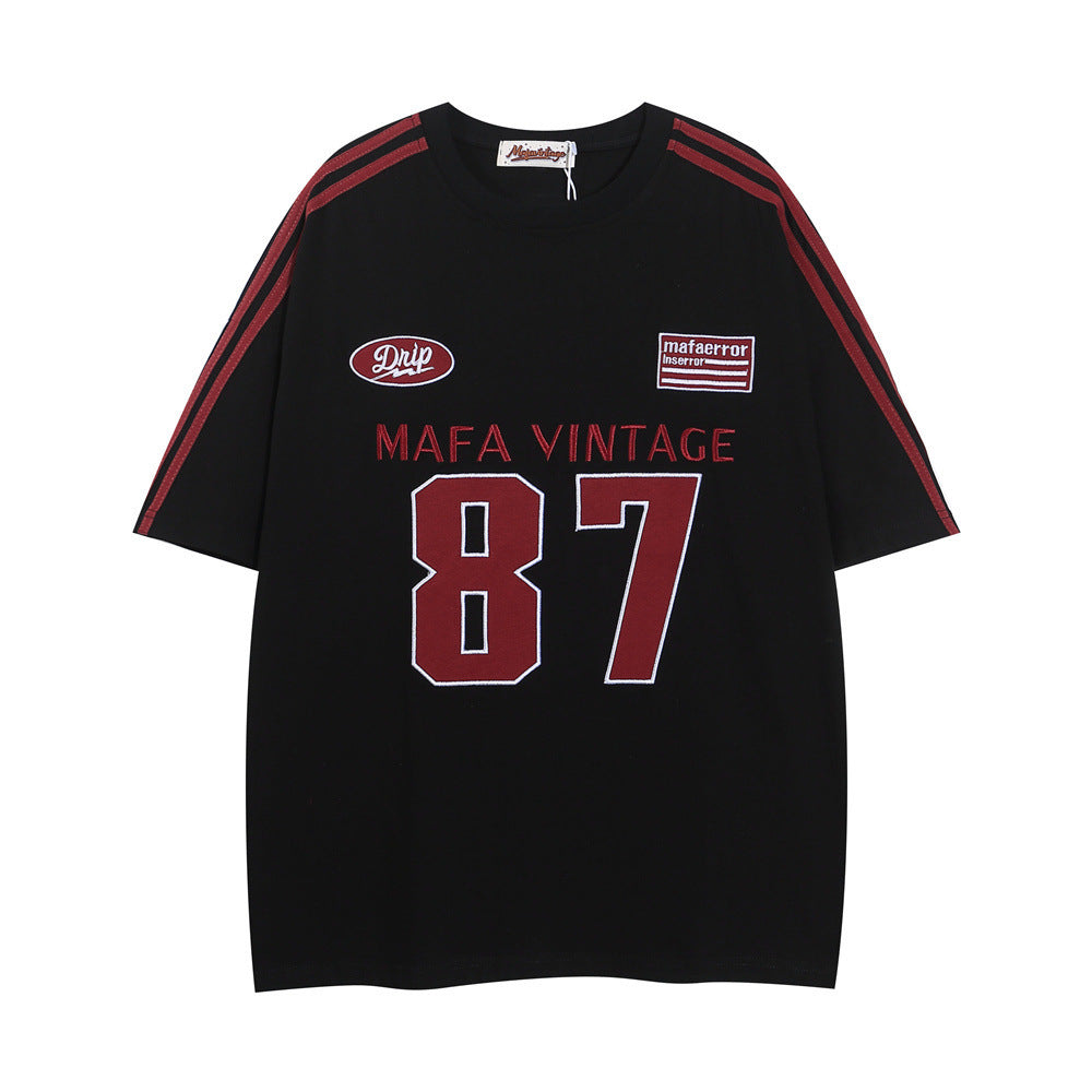 Fashion Numbers Printed Cotton T-shirt Men