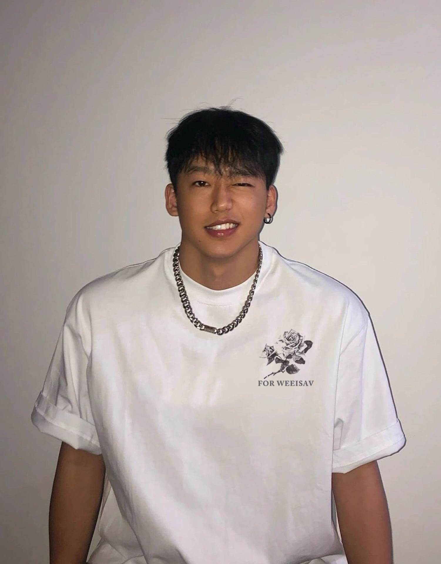 Rose Printed Short-sleeved T-shirt For Men