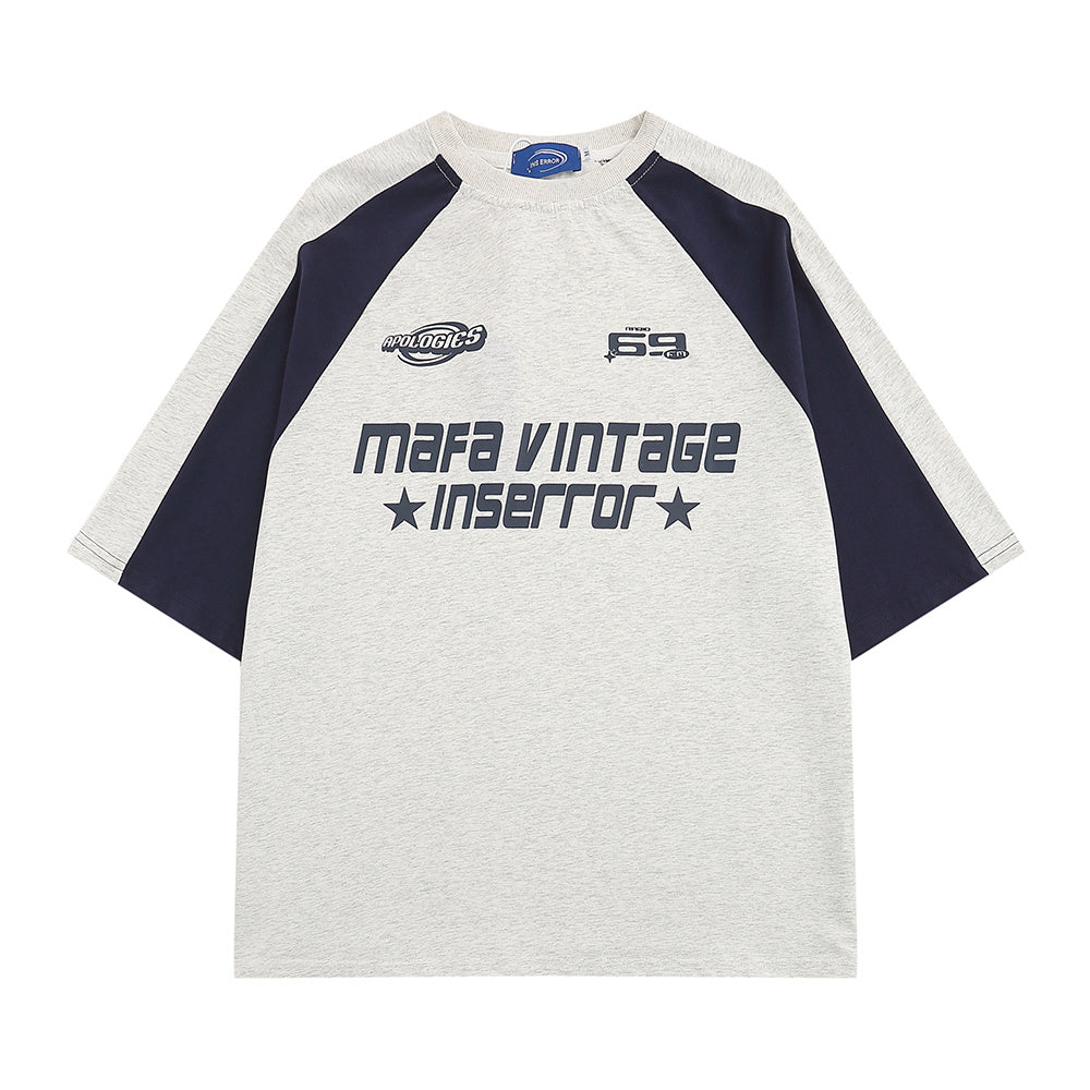 Letter Patchwork Short-sleeved T-shirt Men