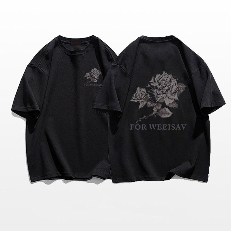 Rose Printed Short-sleeved T-shirt For Men