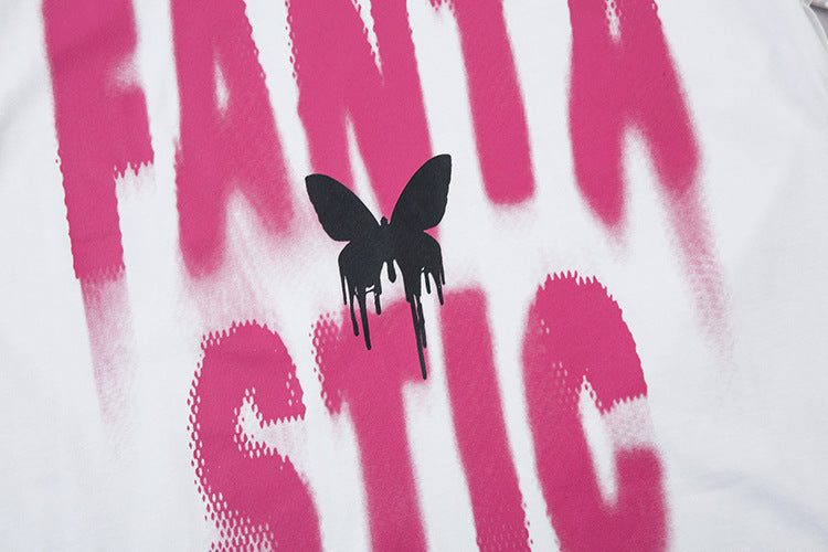 Butterfly And Letters T-shirt Loose Summer Men