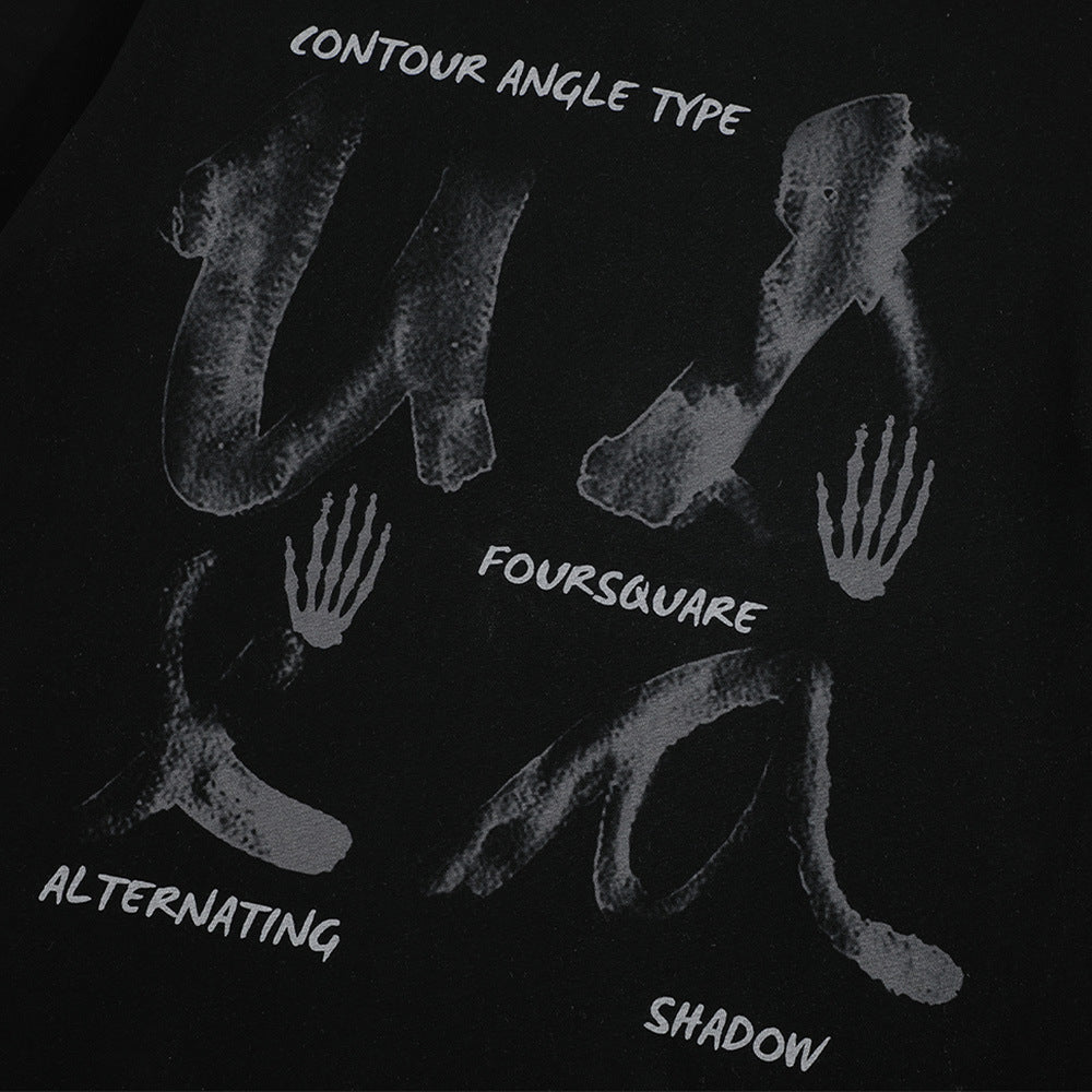 Fashion Hand Print Short Sleeve T-shirt Men