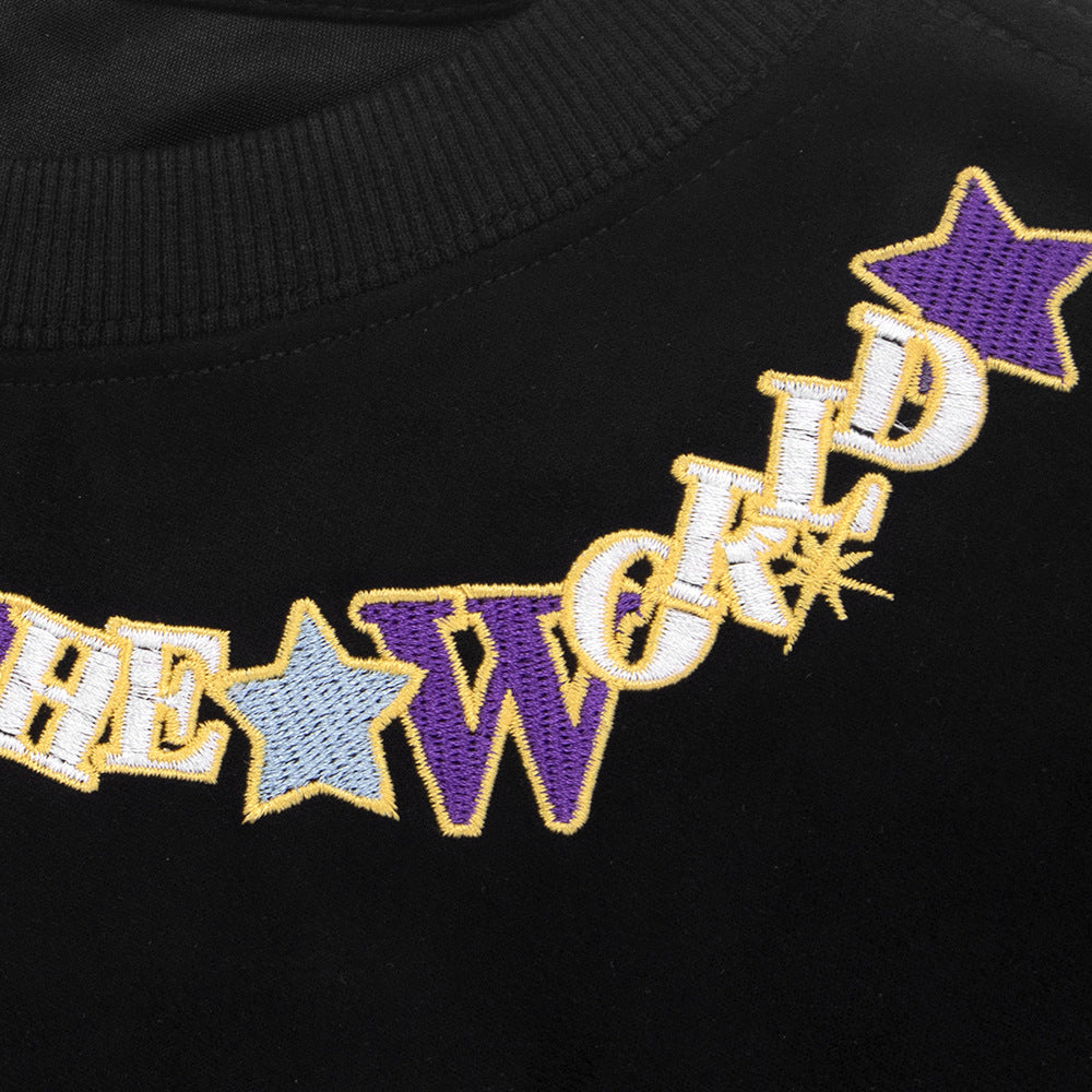 Embroidered Letter Crew Neck T-shirt Men
