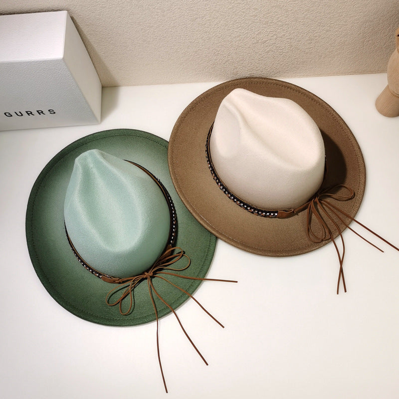 Woolen Fedora Hat Female Vintage Top Hat