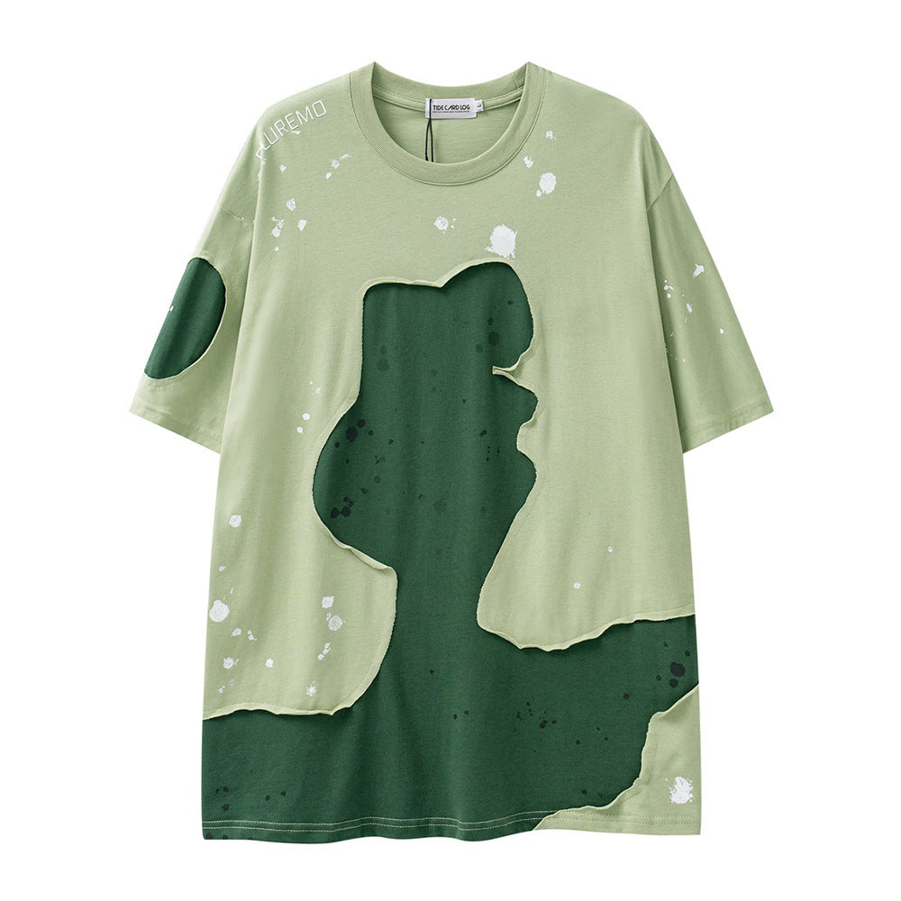 Irregular Patchwork Short-sleeved T-shirt Men