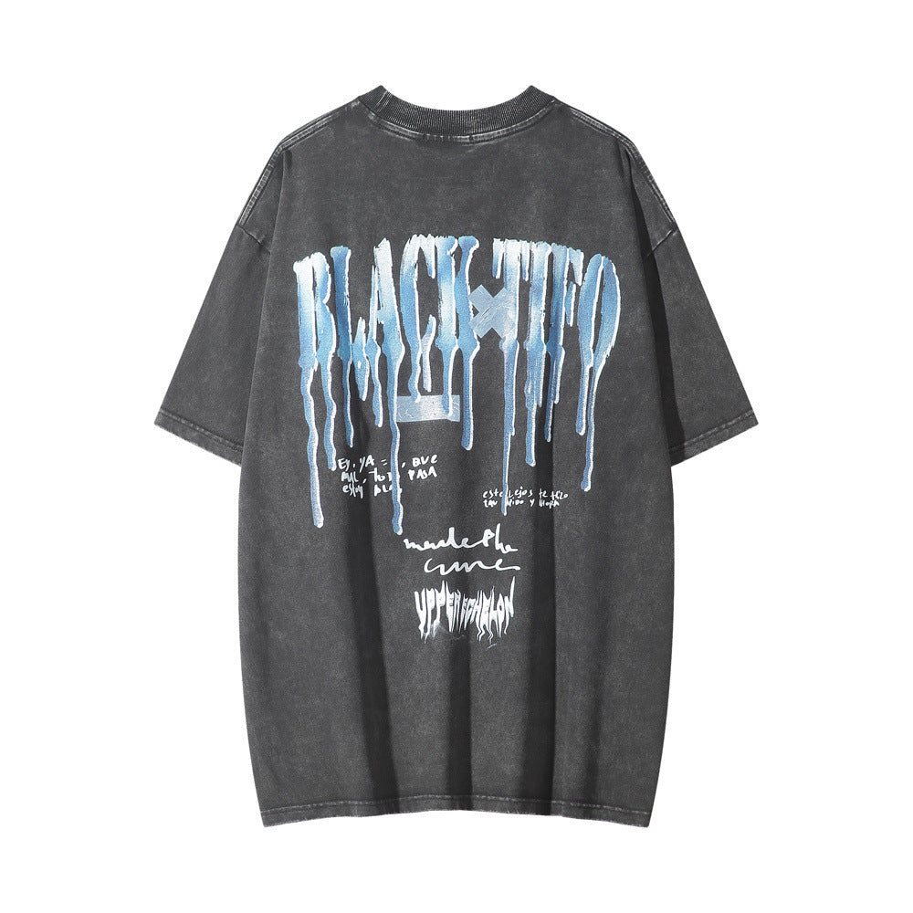 Melting Letter Print Short-sleeve T-shirt Men