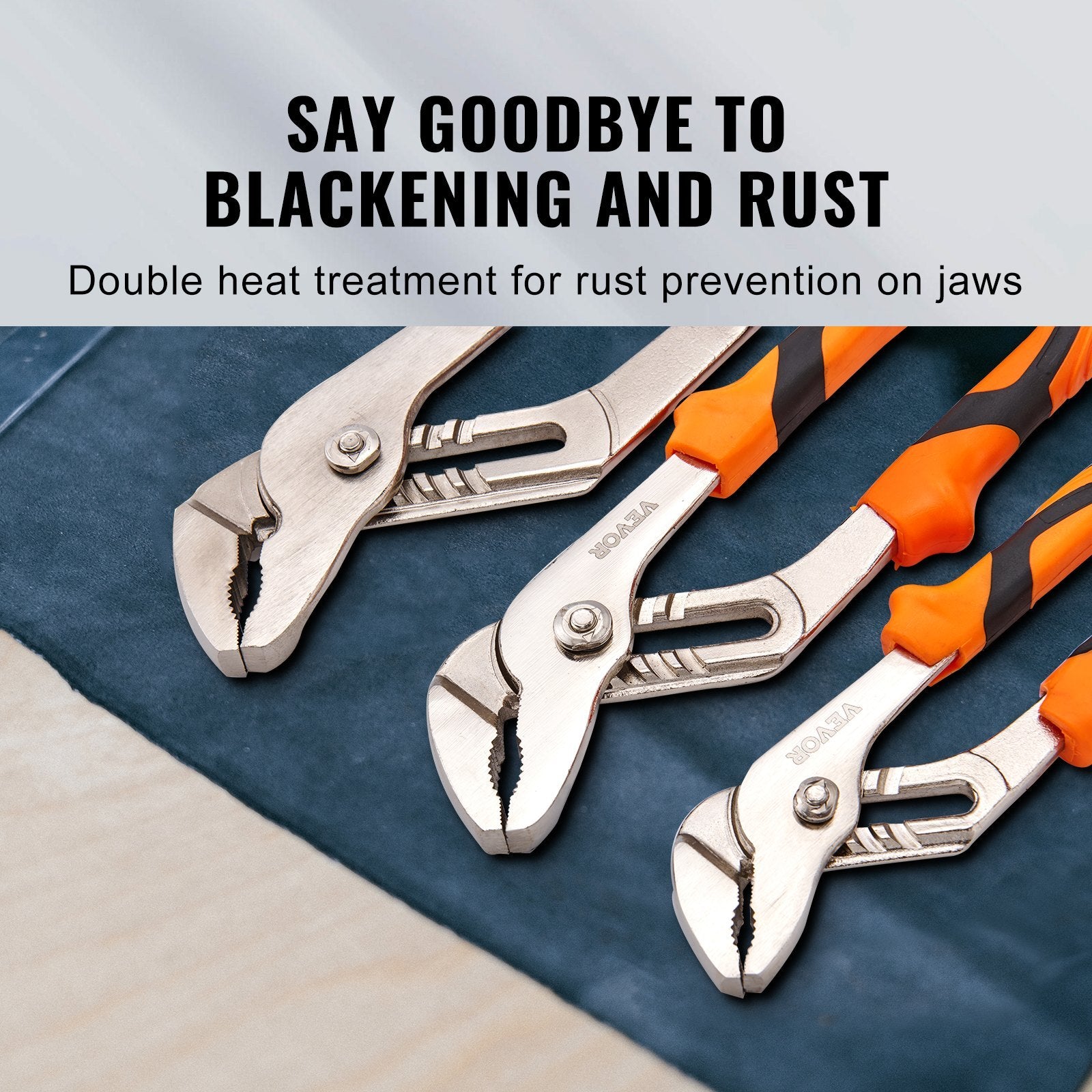 VEVOR 3-Piece Groove Joint Pliers Set, Heat-Treated High Carbon Steel WaterPump Pliers, Button Quick Adjustable Pliers For Home Repair, Gripping, Nuts, Bolts, Pipes, Fittings