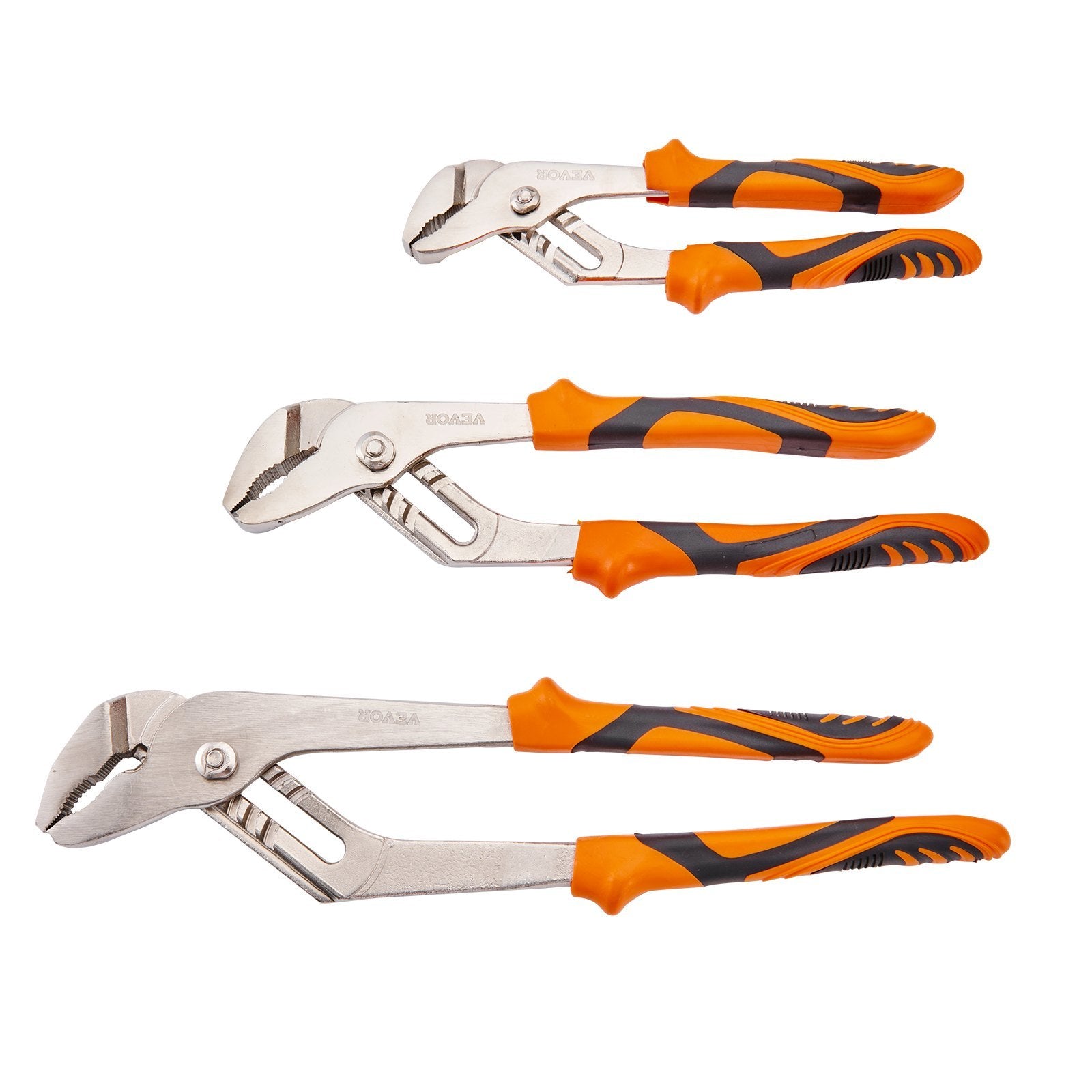 VEVOR 3-Piece Groove Joint Pliers Set, Heat-Treated High Carbon Steel WaterPump Pliers, Button Quick Adjustable Pliers For Home Repair, Gripping, Nuts, Bolts, Pipes, Fittings