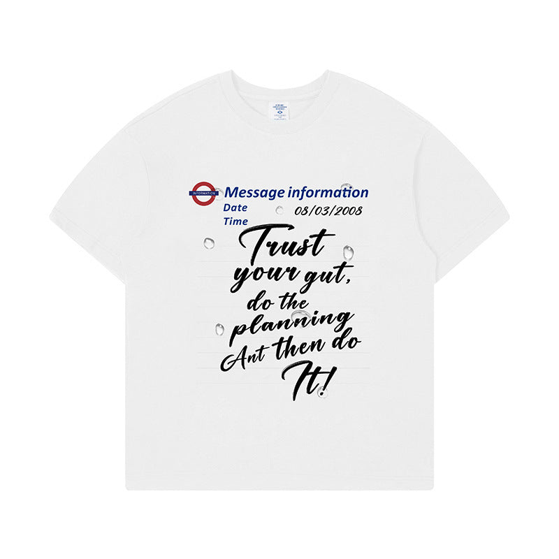 Letter Print Loose Short Sleeved T-shirt Men