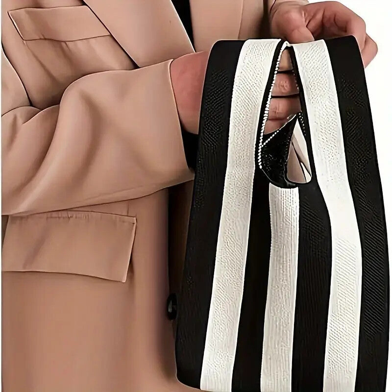 Handbag Women's Knitted Wool Bucket Bag  Versatile Handbag Casual Tote Bag Box Rice Bag