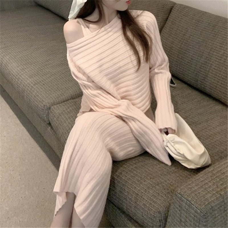 Two-piece Set Sweater Women Knitted Dress