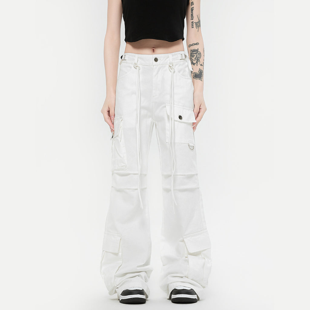 Retro Lace-up Decoration Autumn And Winter Cargo Pants