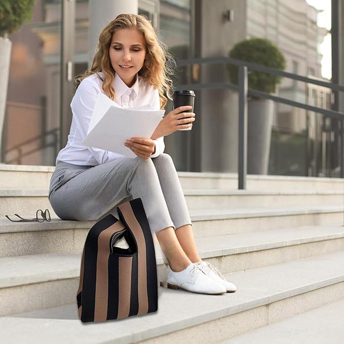 Handbag Women's Knitted Wool Bucket Bag  Versatile Handbag Casual Tote Bag Box Rice Bag