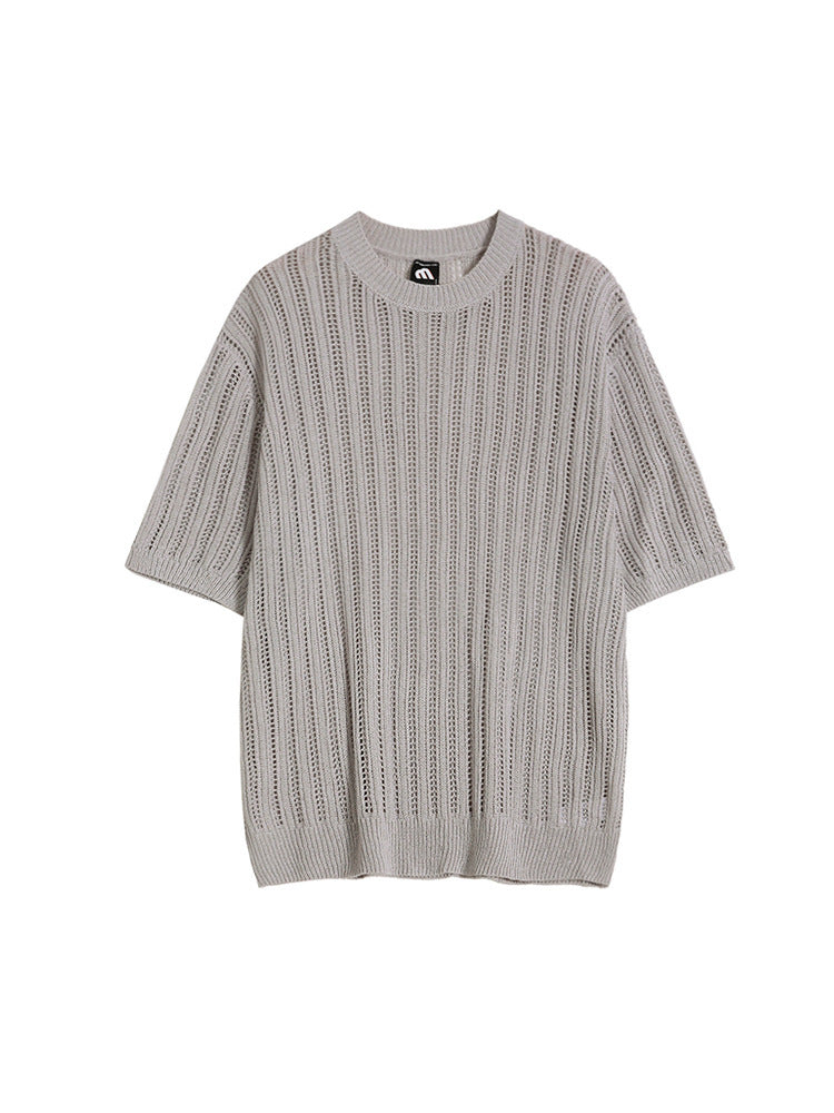 Fashion Personality Hollow Out Knitwear T-shirt Men