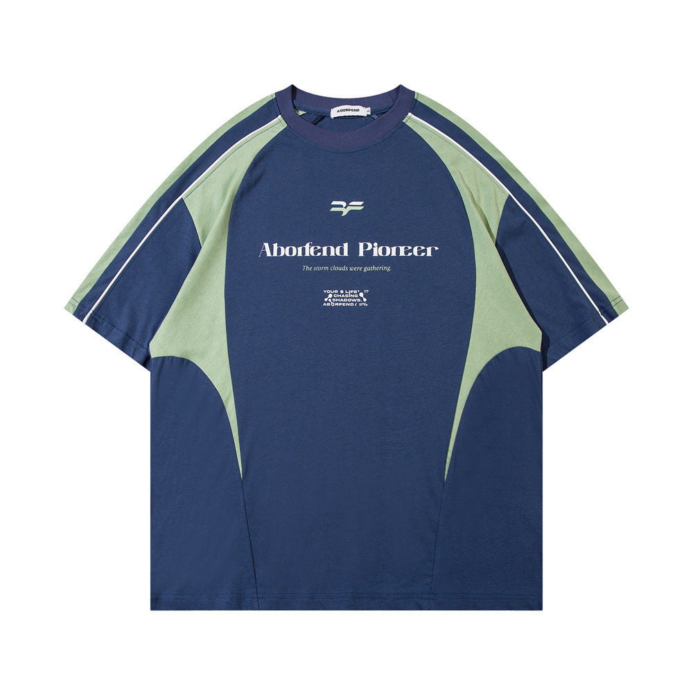 Contrast Color Sports Short-sleeved T-shirt Men