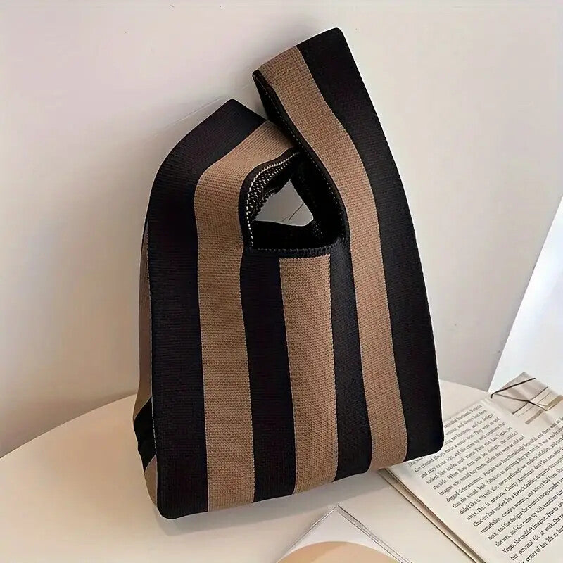 Handbag Women's Knitted Wool Bucket Bag  Versatile Handbag Casual Tote Bag Box Rice Bag