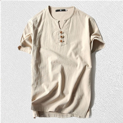 Loose Cotton And Linen T-shirt Men