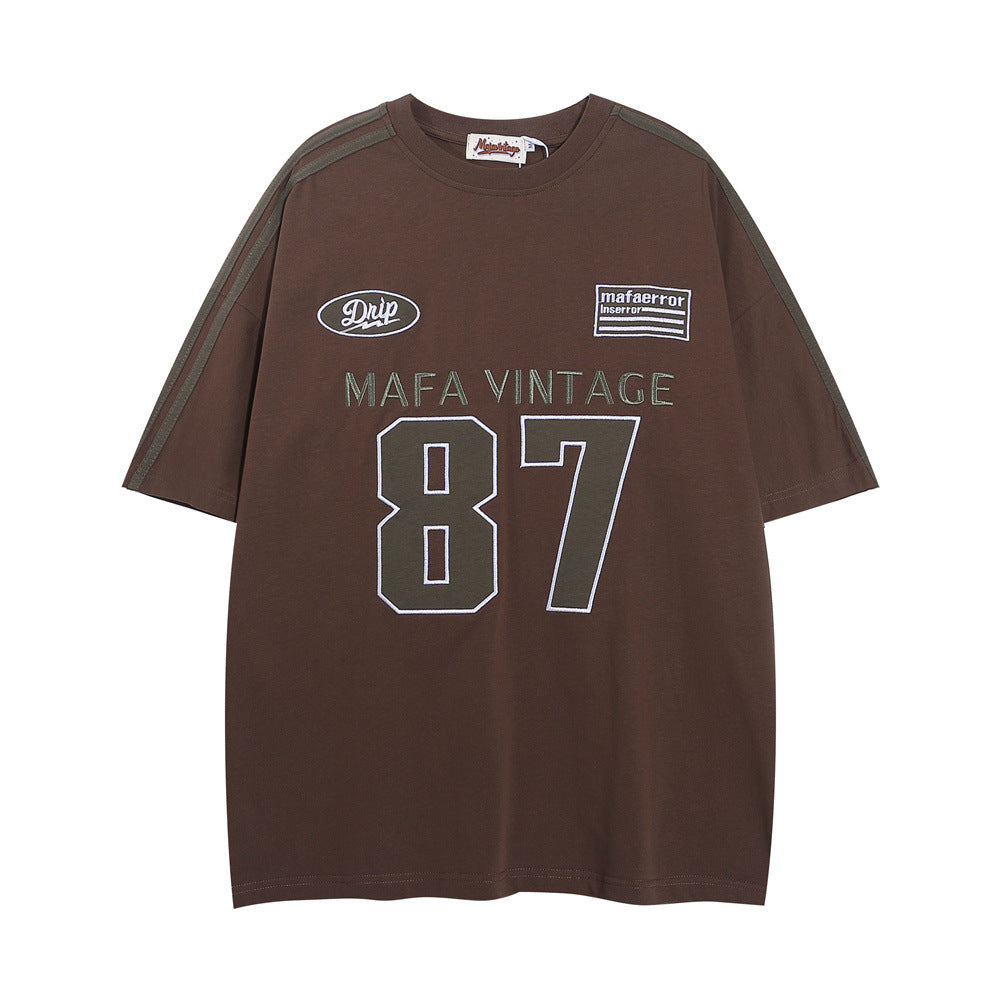 Fashion Numbers Printed Cotton T-shirt Men