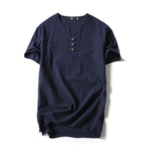 Loose Cotton And Linen T-shirt Men