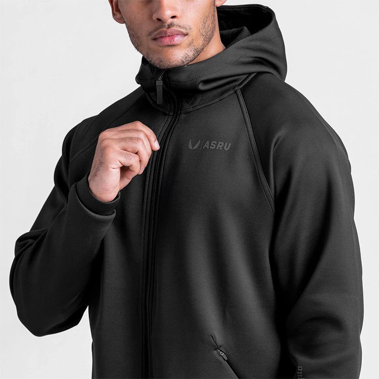 Men's Loose Large Solid Color Printed Hoodie