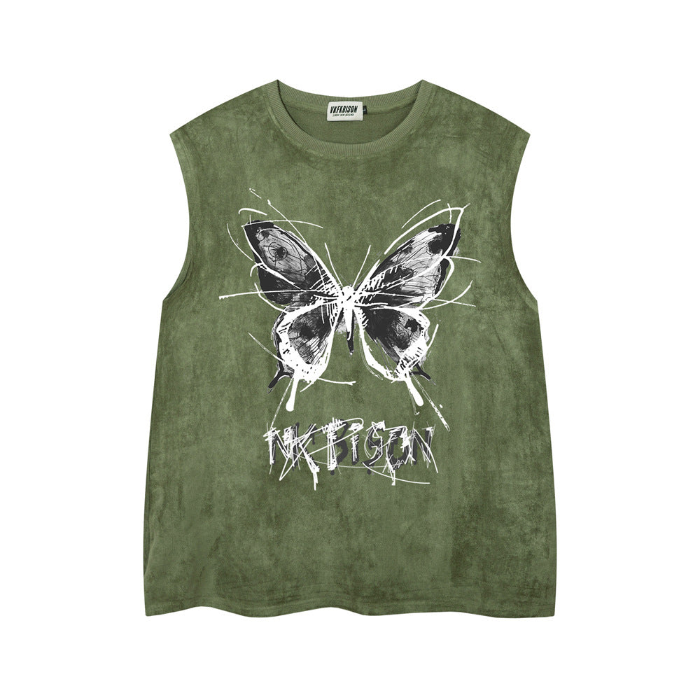 Butterfly Print Waistcoat T-shirt For Men
