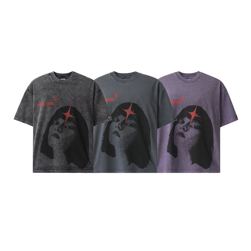 Vintage Print High Street Loose T-shirt Men