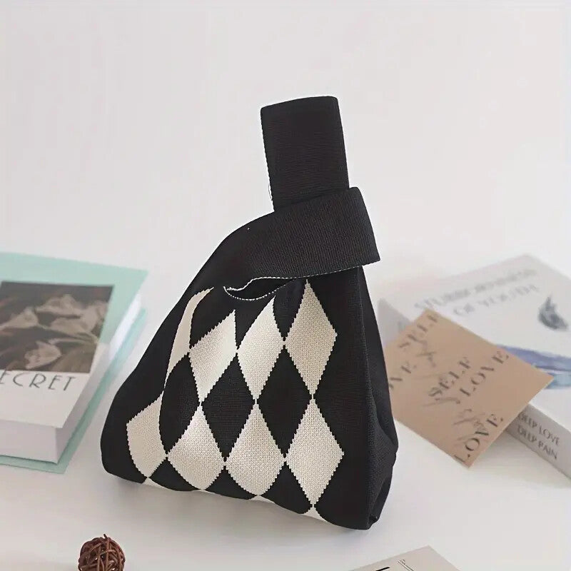 Handbag Women's Knitted Wool Bucket Bag  Versatile Handbag Casual Tote Bag Box Rice Bag