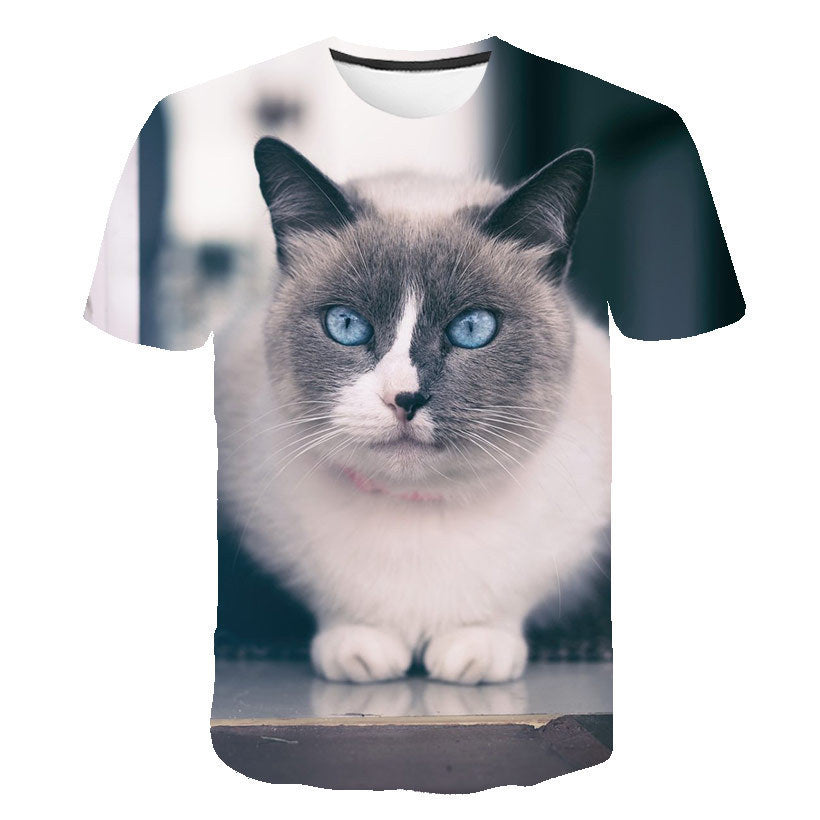 Digital Cartoon Print Loose Men T Shirt