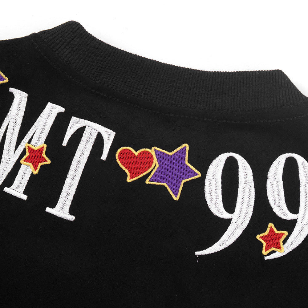 Embroidered Letter Crew Neck T-shirt Men