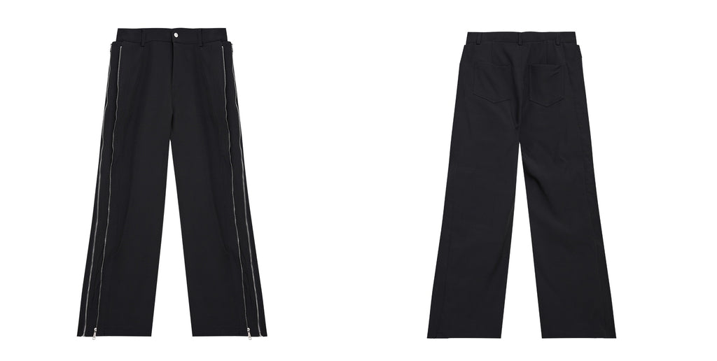 Niche Deconstruction Double Layer Zipper Design Casual West Tight Pant