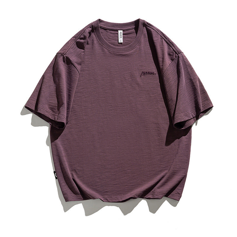 Simple Embroidered Cotton T-shirt For Men