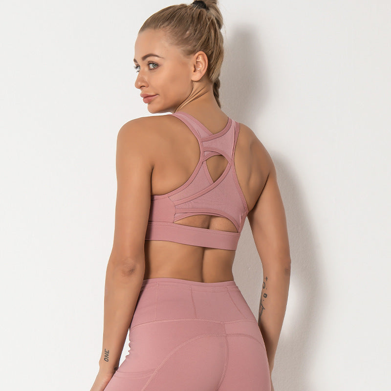 Sports Mesh Stitching Beauty Back Bra