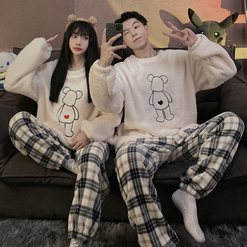 Men's And Women's Simple Coral Fleece Thickened Home Service Suit