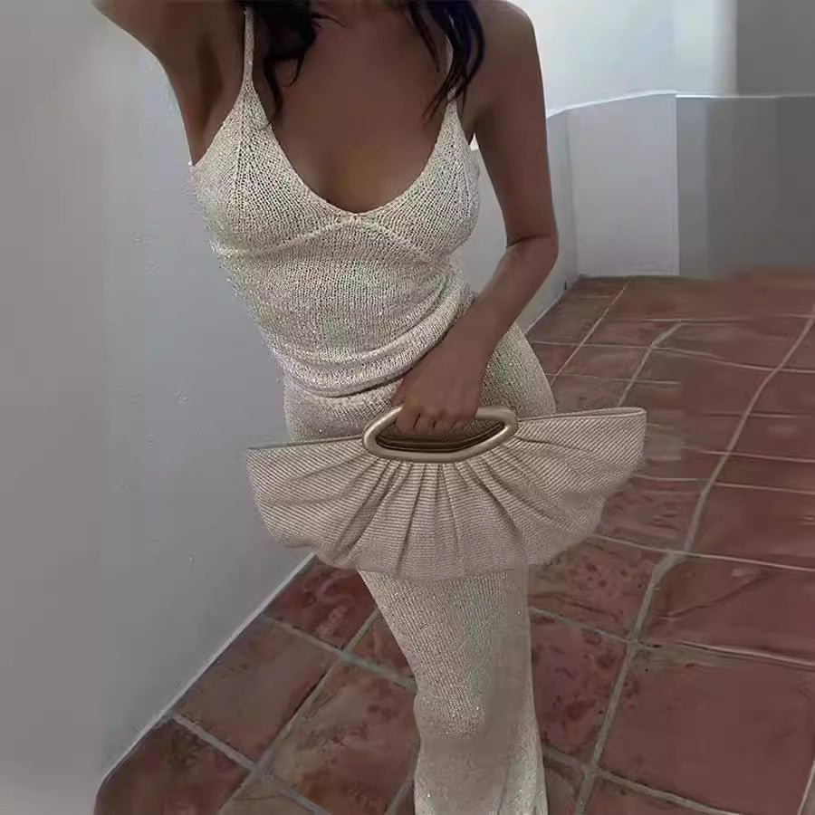 Skirt Sequin Sling Set Long Dress Women