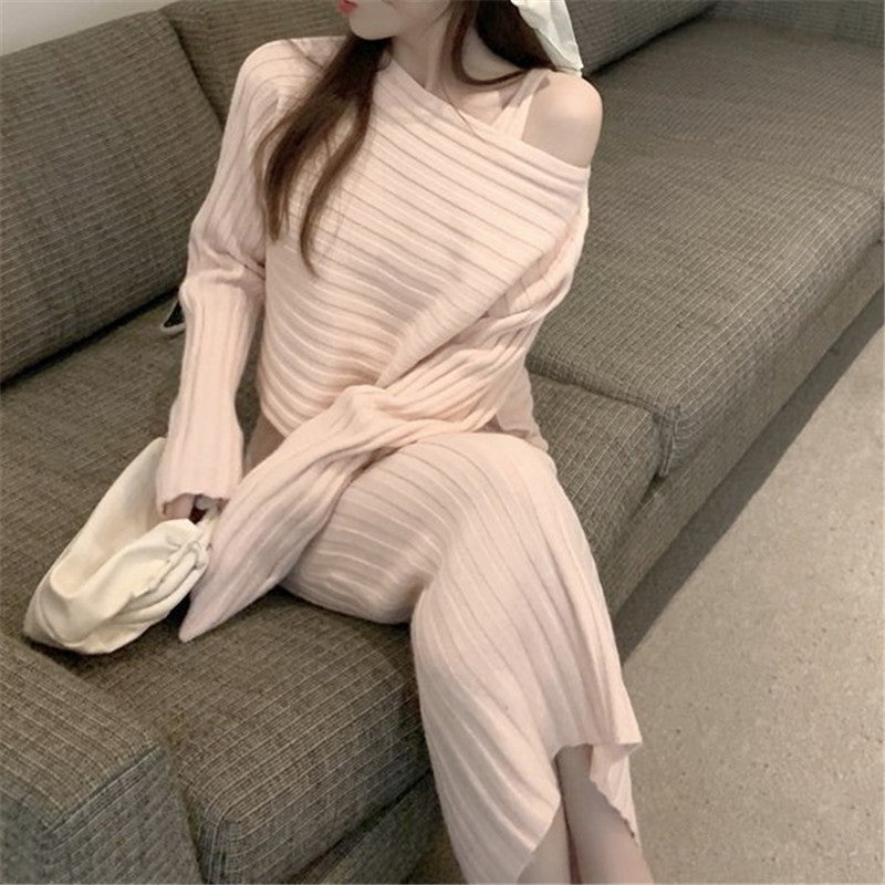 Two-piece Set Sweater Women Knitted Dress