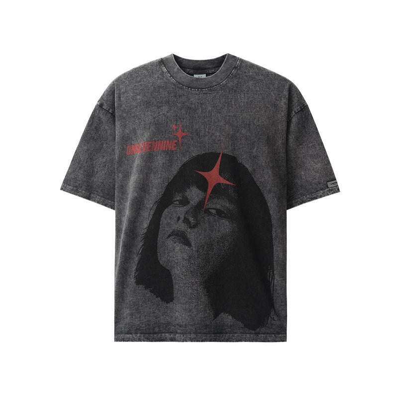 Vintage Print High Street Loose T-shirt Men