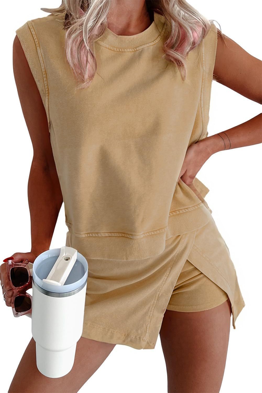 Solid Color Fashion Casual Set Women