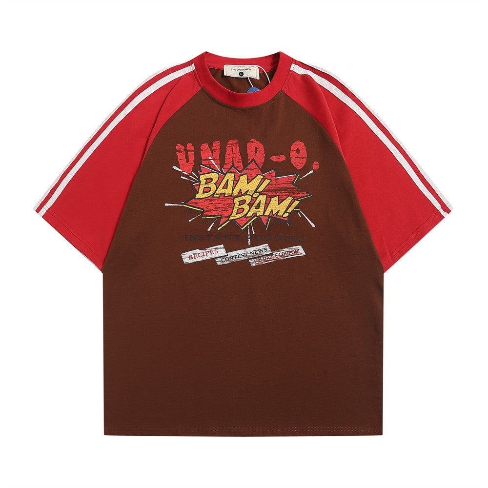 Color Contrast Patchwork Raglan T-shirt Men