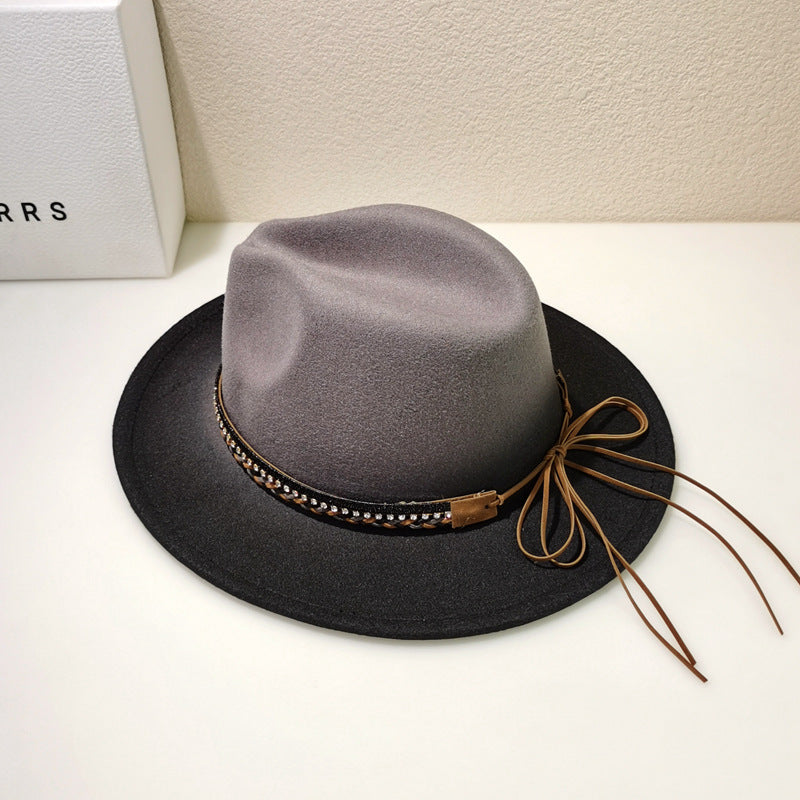Woolen Fedora Hat Female Vintage Top Hat