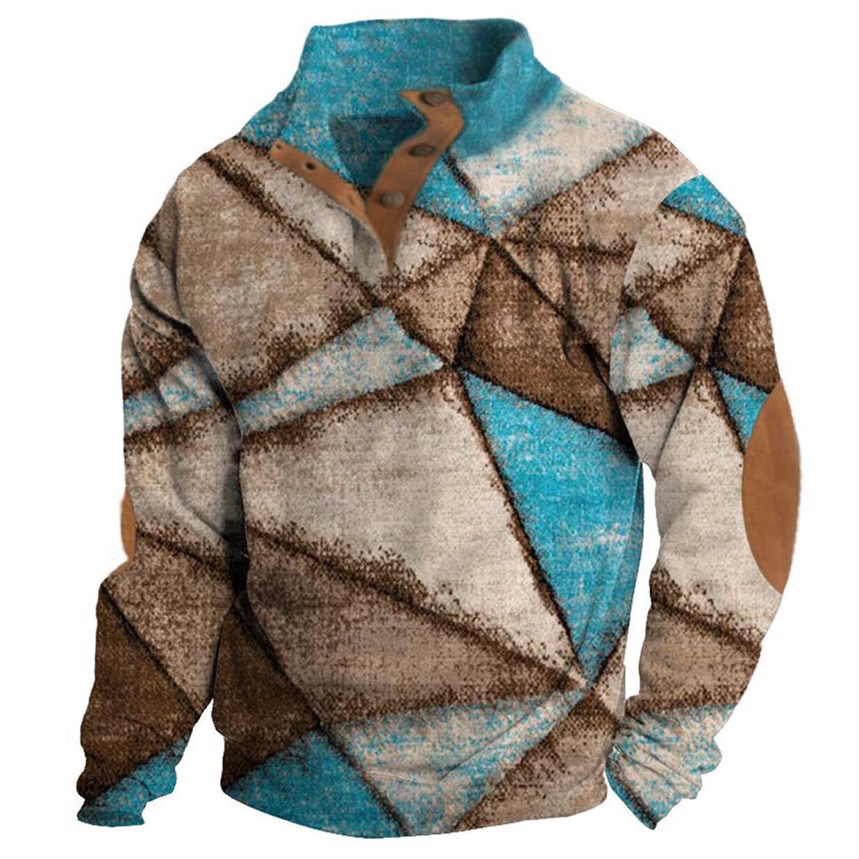 Autumn Outdoor 3D Digital Printing Stand Collar Men's Clothing Casual Sweatshirt