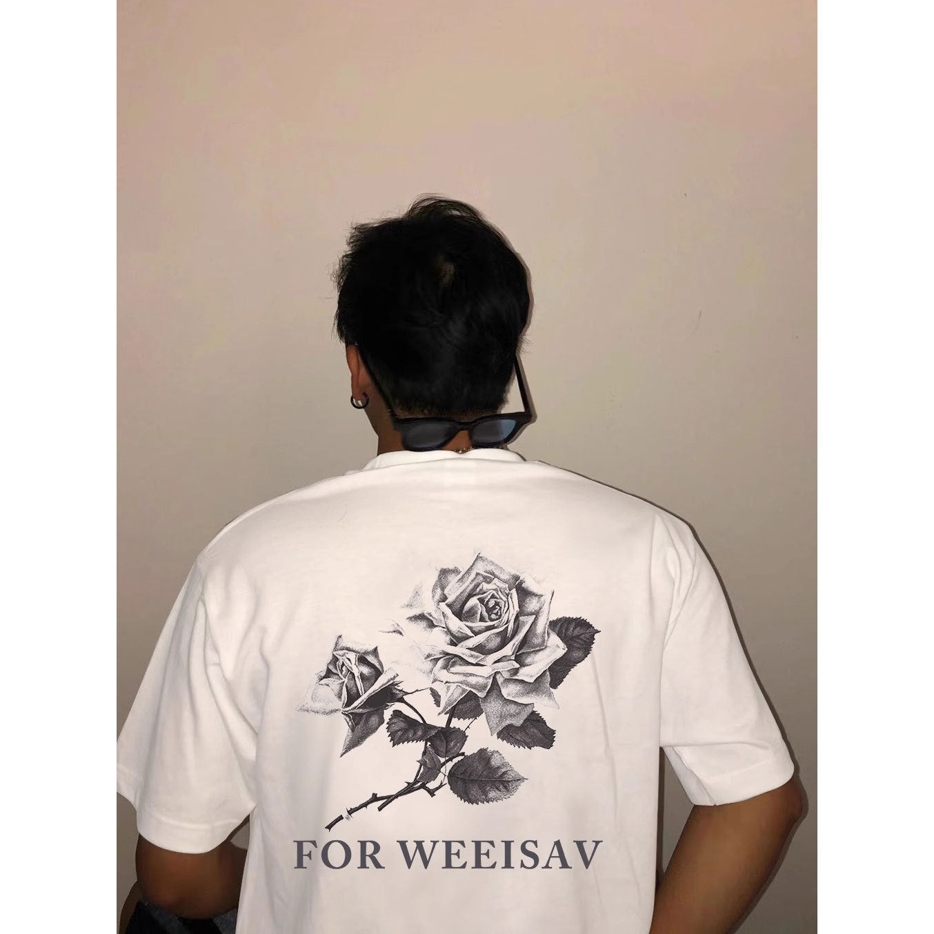 Rose Printed Short-sleeved T-shirt For Men