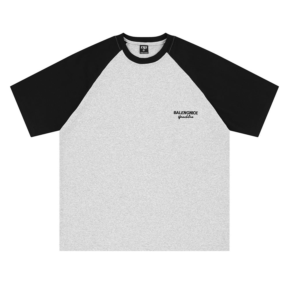 Contrast Stitching Short Sleeves T-shirt Men