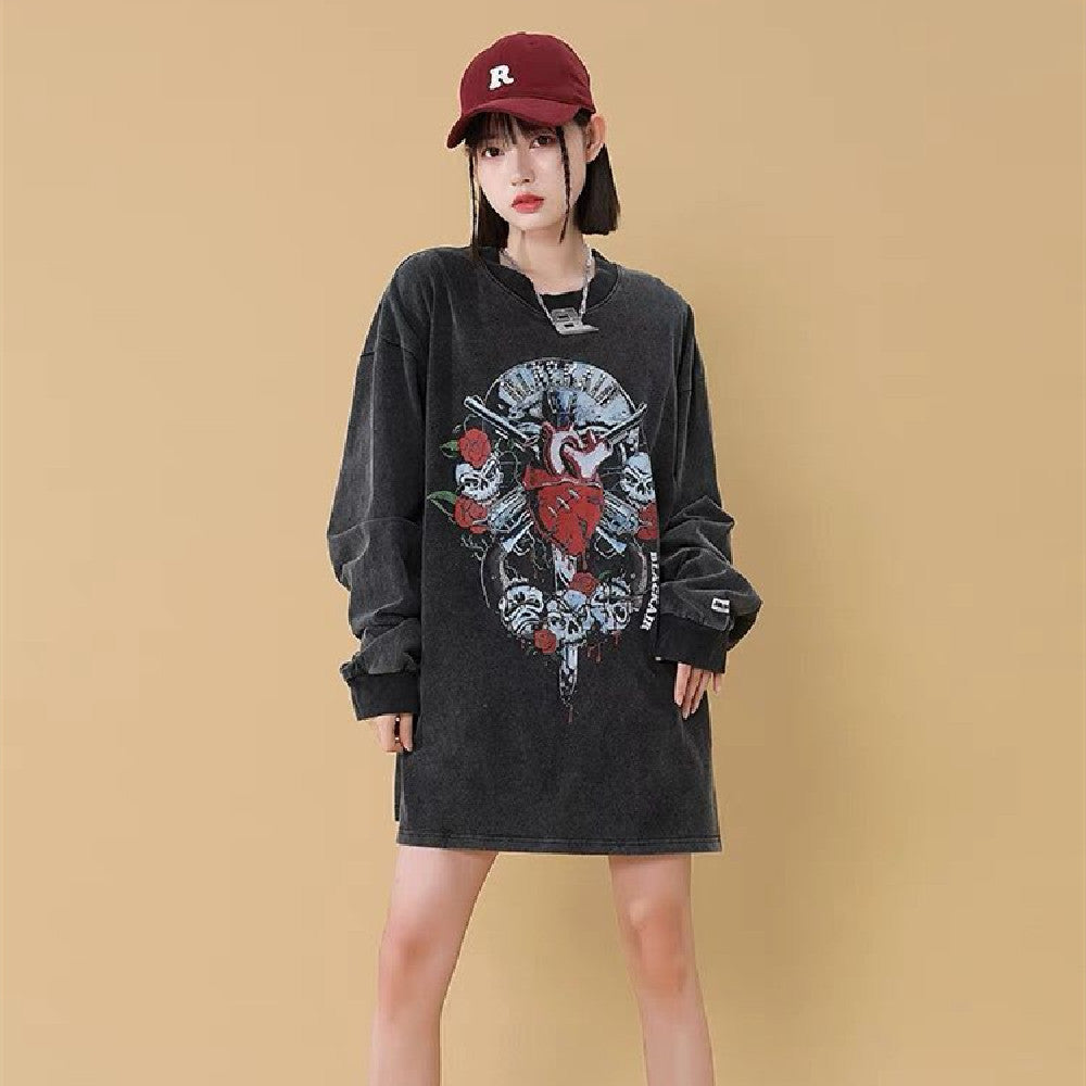 Dark Demon Skull Long Sleeve T-Shirt Men