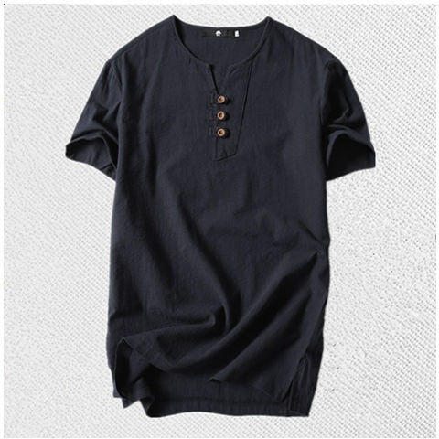 Loose Cotton And Linen T-shirt Men