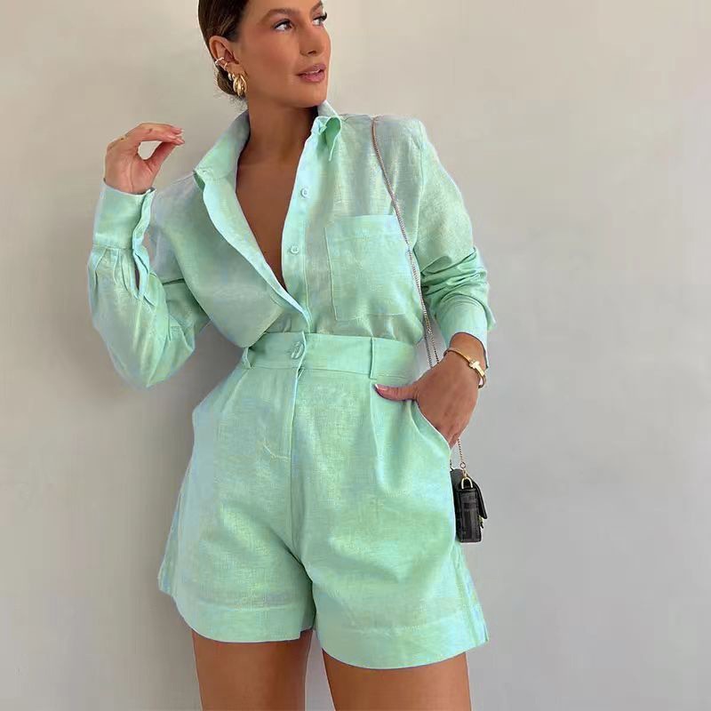 Loose Solid Color Casual Fashion Set Women
