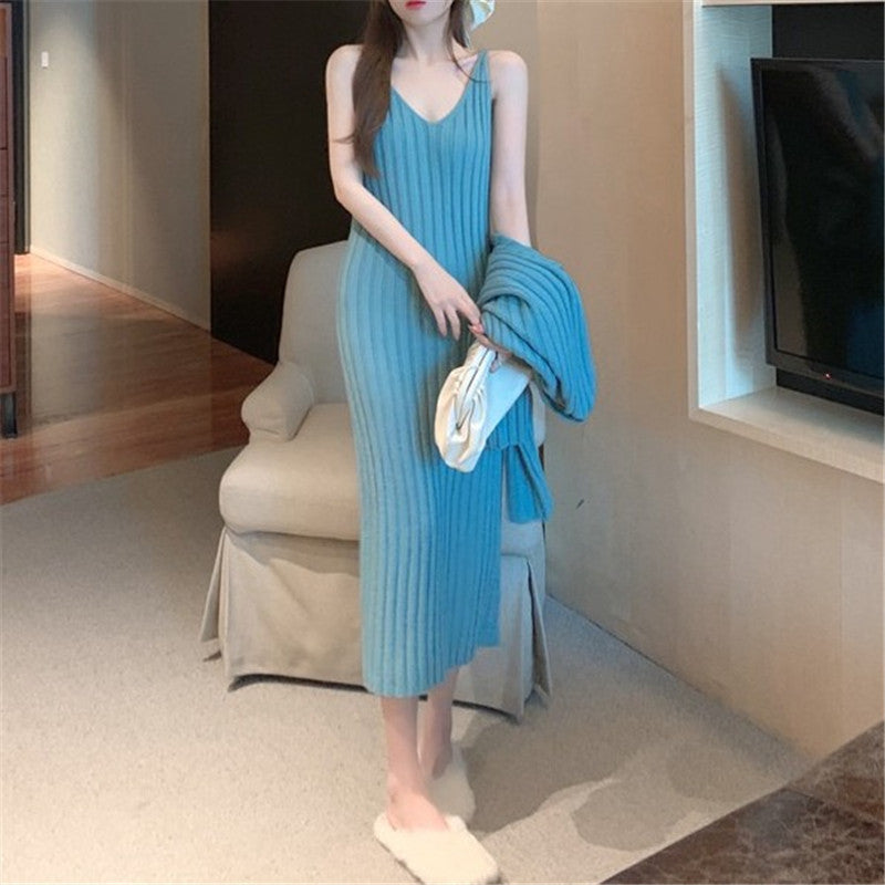 Two-piece Set Sweater Women Knitted Dress