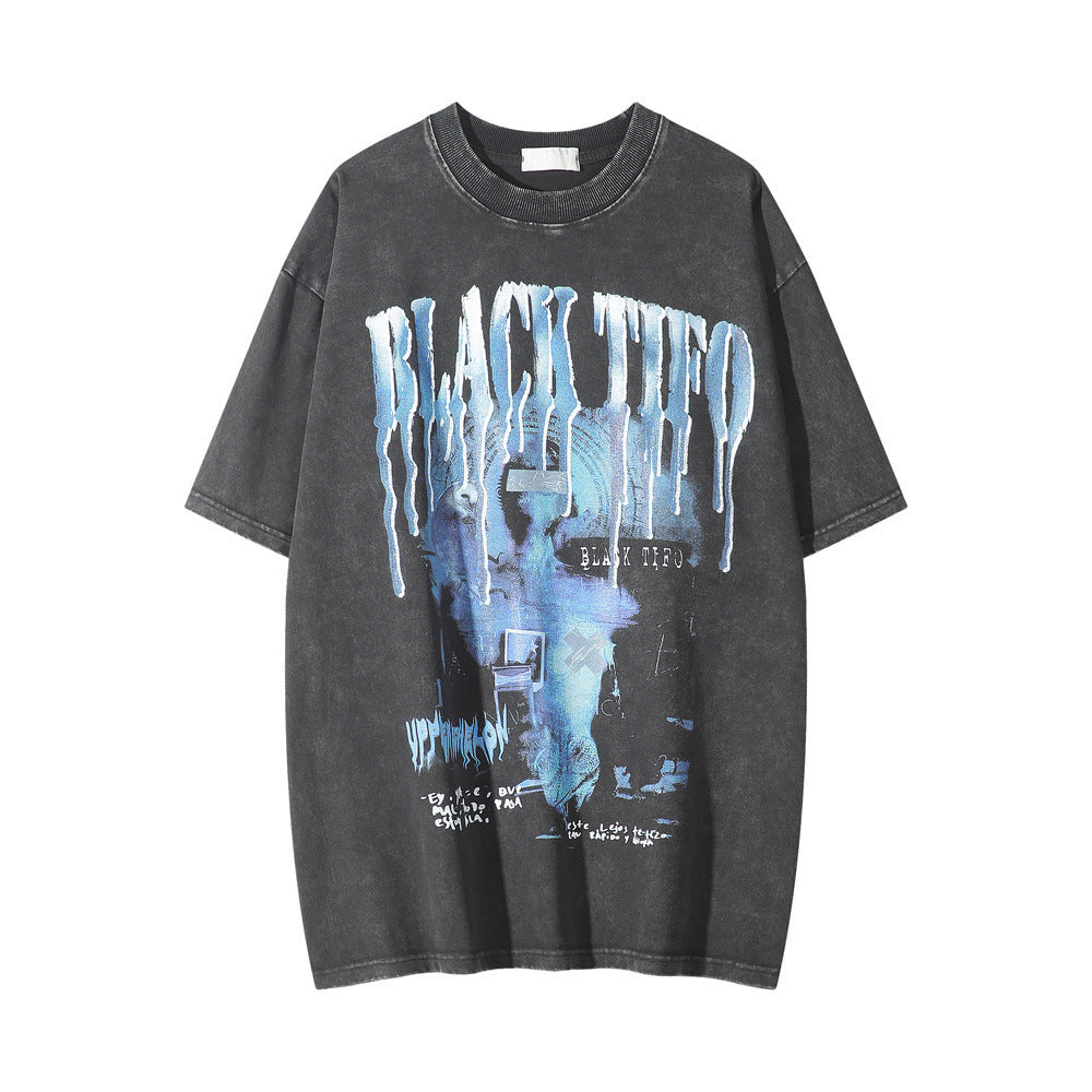 Melting Letter Print Short-sleeve T-shirt Men