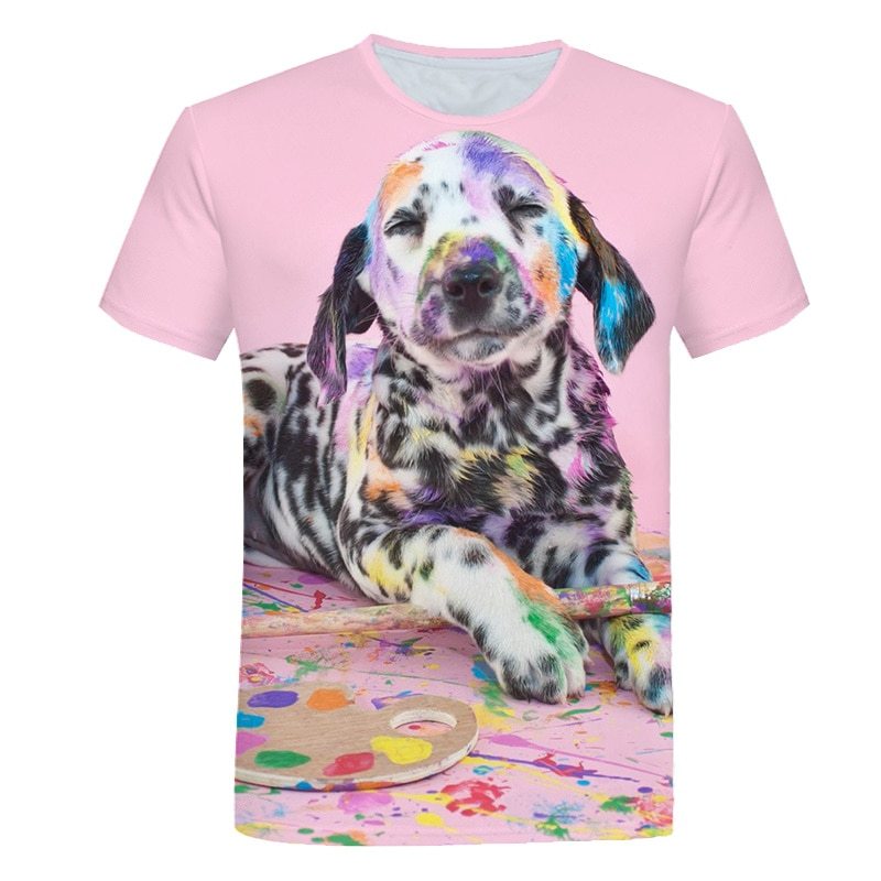 Digital Cartoon Print Loose Men T Shirt