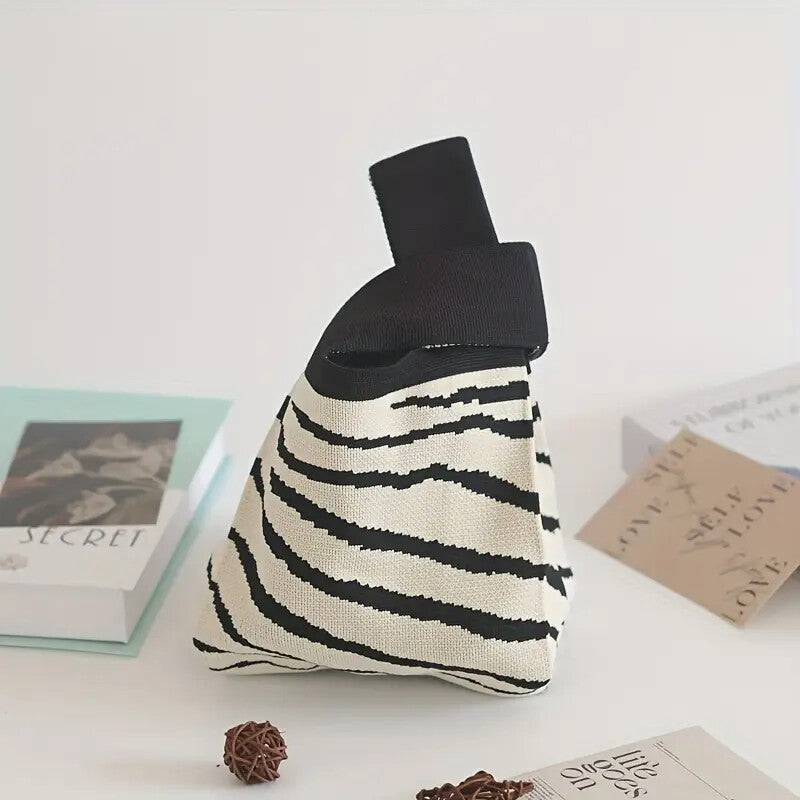 Handbag Women's Knitted Wool Bucket Bag  Versatile Handbag Casual Tote Bag Box Rice Bag