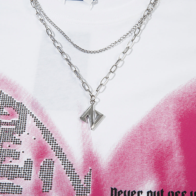 Butterfly Rhinestone Printed Necklace T-shirt For Men